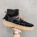 New Fashion Casual Clunky Sneaker ulzzang ins High Running Shoes-Black/Khaki-9325117 New Fashion Casual Clunky Sneaker ulzzang ins High Running Shoes-Black/Khaki-9325117