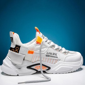 New Fashion Casual Clunky Sneaker ulzzang ins Running Shoes-White/Orange-8555605