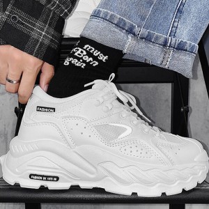 New Fashion Casual Clunky Sneaker ulzzang ins Running Shoes-All White-1506060