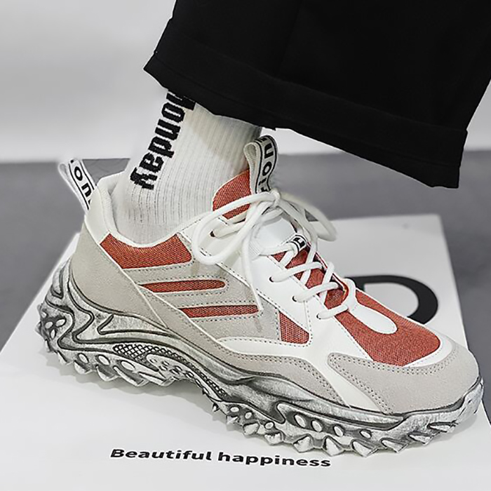 New Fashion Casual Clunky Sneaker ulzzang ins High Running Shoes-Gray/Wine Red-4732704 New Fashion Casual Clunky Sneaker ulzzang ins High Running Shoes-Gray/Wine Red-4732704