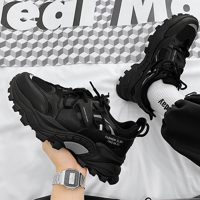 New Fashion Casual Clunky Sneaker ulzzang ins High Running Shoes-All Black-6811225 New Fashion Casual Clunky Sneaker ulzzang ins High Running Shoes-All Black-6811225