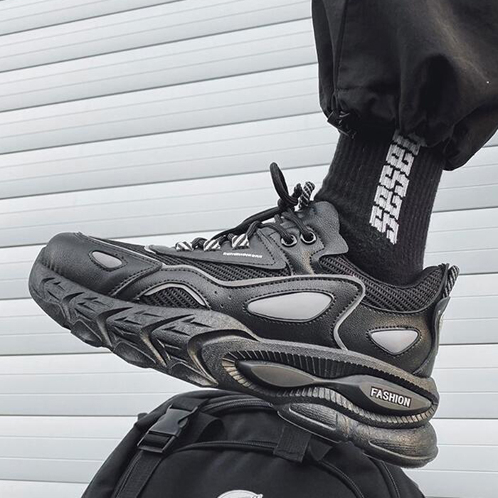 New Fashion Casual Clunky Sneaker ulzzang ins High Running Shoes-All Black-454543 New Fashion Casual Clunky Sneaker ulzzang ins High Running Shoes-All Black-454543