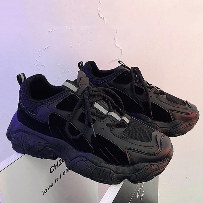 New Fashion Casual Clunky Sneaker ulzzang ins High Running Shoes-All Black-8561702 New Fashion Casual Clunky Sneaker ulzzang ins High Running Shoes-All Black-8561702