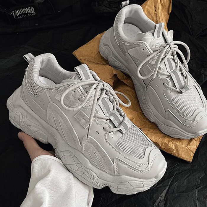 New Fashion Casual Clunky Sneaker ulzzang ins High Running Shoes-All Gray-6954287 New Fashion Casual Clunky Sneaker ulzzang ins High Running Shoes-All Gray-6954287