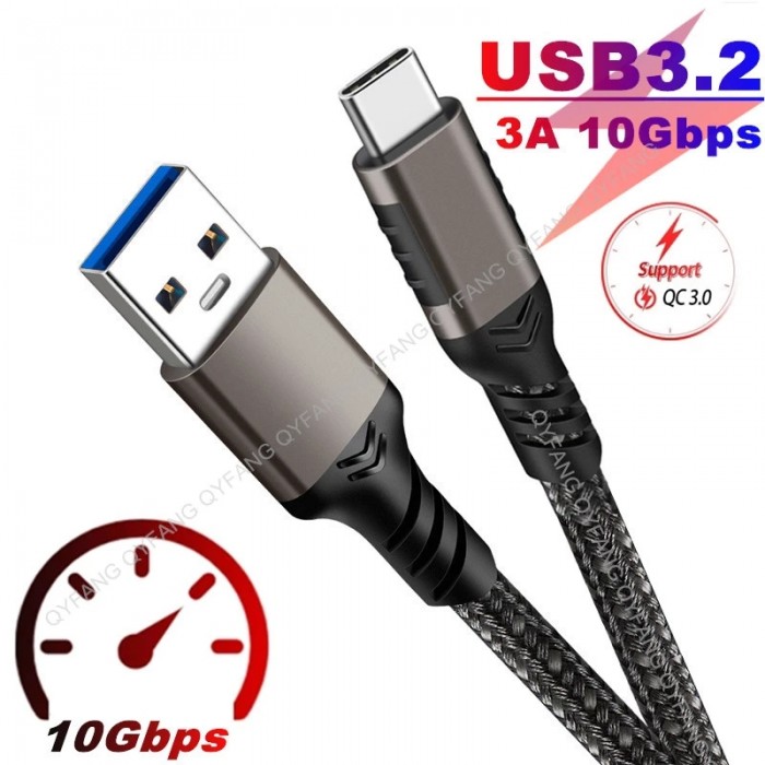 USB3.1 Gen2 10Gbps Cable USB A to USB C Cable 3A 60W QC3.0 Fast Charging for Samsung NVMe Hard Disk External Android Auto Cable-8126036 USB3.1 Gen2 10Gbps Cable USB A to USB C Cable 3A 60W QC3.0 Fast Charging for Samsung NVMe Hard Disk External Android Auto Cable-8126036