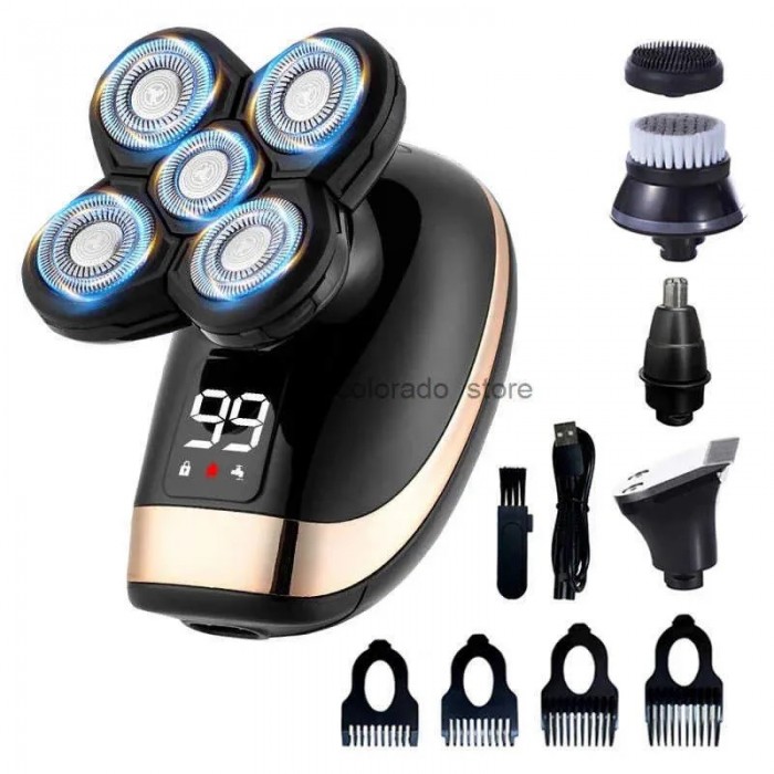 5 IN 1 Electric Razor Electric Shaver Rechargeable Shaving Machine for Men Beard Razor Wet-Dry Dual Use Waterproof Fast Charging-3663523