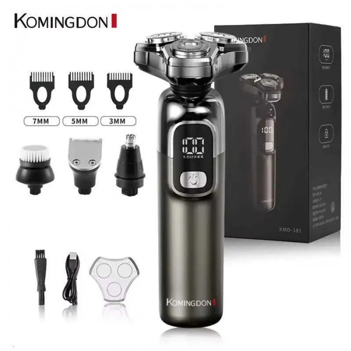 Komingdon New Upgrade Electric Razor for Men Waterproof 4 in 1 Facial Beard Trimmer Rotary Shaving Cordless Rechargeable Shaver-4554625