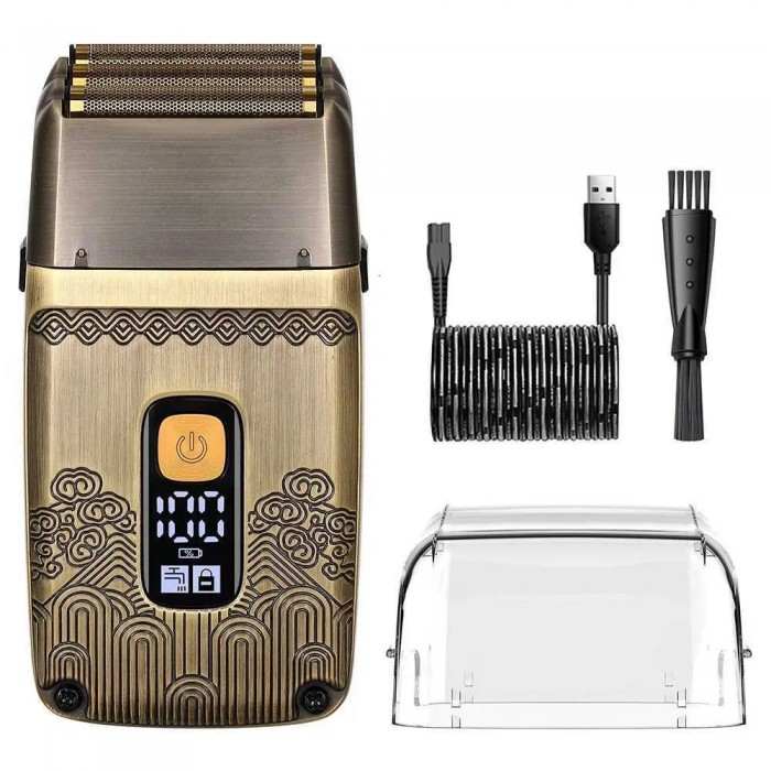 Hatteker Mens Electric Shaver 3-blade Waterproof Cordless Digital Display Metal Razor for Smooth Shaving USB Rechargeable-5227620