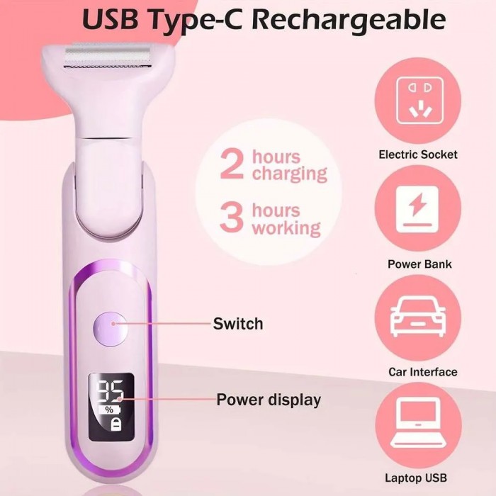 Ladies' Five-In-One Multifunctional Electric Hair Removal Razor USB Perfect Christmas Gift Ideal Bikini Trimming Shaping And Full Body-6699739